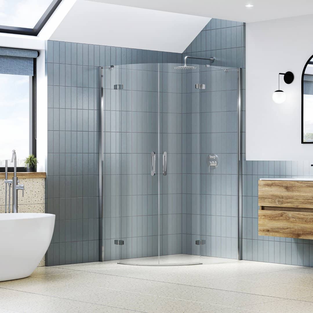 i7 2 Door Frameless Hinged Offset Quadrant 1200 x 900mm