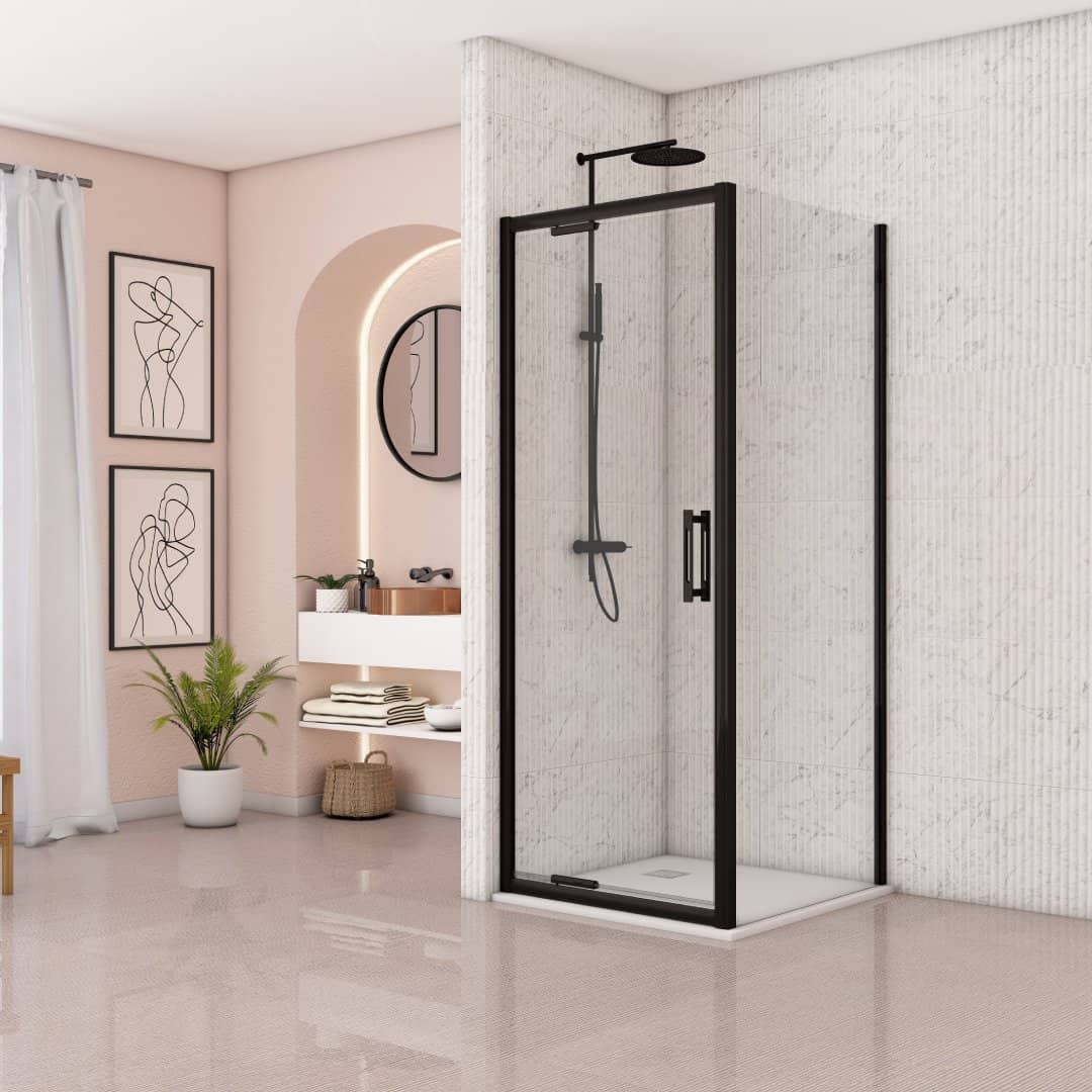 i9 Inswing Door with Side Panel - Black - Copy